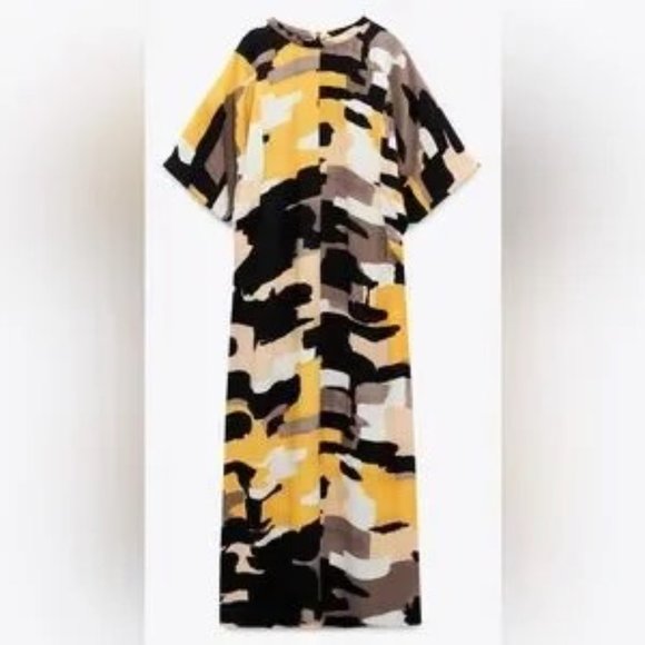 Zara Abstract Printed Midi Maxi Dress Famous Bloggers Limited Edition Size S - Picture 9 of 14